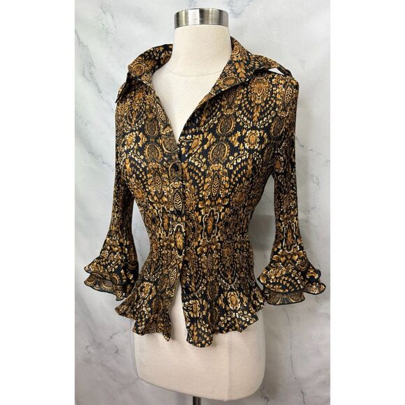 Vintage Y2K Blouse Top sz S Fairy Grunge Club Rave Pleat Weird Girl Indie Sleaze - Picture 11 of 16